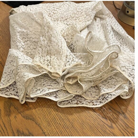 Vintage 1950’s Cream Floral Lace Fit & Flare Sleeveless DRESS - Picture 9 of 9